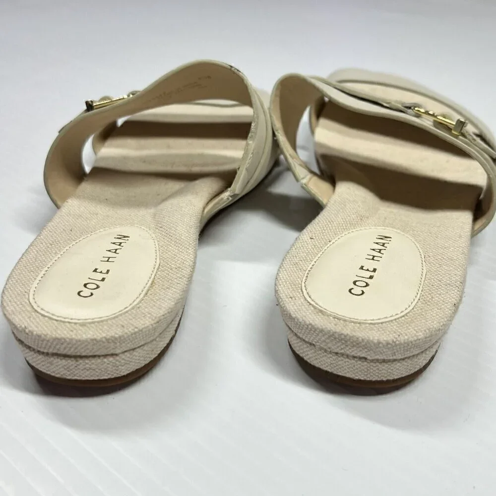 Cole Haan Francine Demi Womens Size 6.5B Beige Wedge Slip In Slide Sandals